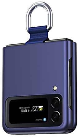 SEAHAI Funda para Samsung Galaxy Z Flip 4 5G (Z Flip4 5G), Ultradelgado Prima PC Mate Terminar Anti-rasguños Estuche, Sedoso Tocar Sentimiento Carcasa con Cinta y 360 Grados Anillo - Azul