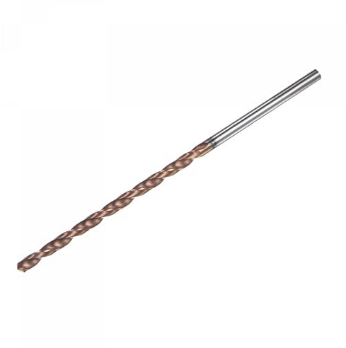 sourcing map Foret hélicoïdal 3,3 mm en carbure de tungstène massif avec revêtement en titane K35, tige droite de 100 mm de long pour percer l'acier inoxydable et l'alliage d'acier