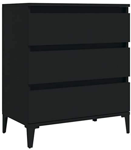 vidaXL Sideboard mit Schubladen Schrank Anrichte Beistellschrank Kommode Schubladenschrank Mehrzweckschrank Schwarz 60x35x70cm Holzwerkstoff