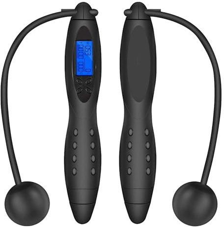 Monsterzeug Springseil ohne Seil, Sprungseil mit Kalorienzähler, Schnurlos, Speed Rope, mit Gewichten, Elektrisch, für Erwachsene, Fitness Springschnur mit Zähler