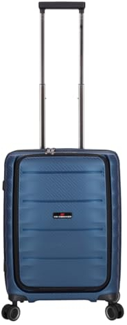 Von Cronshagen Reisetrolley Balto | Stabiler Hartschalen Koffer in verschiedenen Größen | 4 leichtlaufende Doppelrollen | 3-stelliges TSA-Zahlenschloss (Navy, S- Handgepäck Vortasche 55cm)