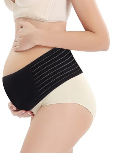 CUSMA Cintura Premaman, Cintura Di Sostegno Per La Gravidanza, Fasce Elastiche Di Supporto Per La Pancia Premaman Per Schiena, Bacino, Fianchi, Addome, Sollievo Dal Dolore Alla Sciatica,Nero,XL