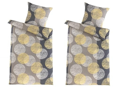 MB Warenhandel24 Bettwäsche Seersucker Microfaser 4 teilig Doppelpack Spar Set mit Reißverschluss 2X 135x200 cm + 2X 80x80 cm (Sphere)