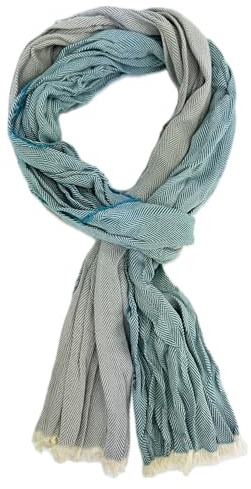 Rotfuchs Écharpe en coton pour femme et homme - Aspect froissé - Aspect bicolore - Gris pétrole - Fabriquée en Allemagne, Gris pétrole, 180 x 20 cm (L x B)