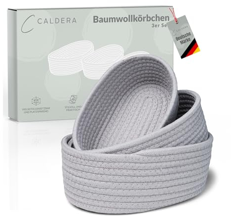 CALDERA® Elegante Körbchen im 3er-Set als Wickeltisch Organizer, perfektes Wickeltisch Zubehör für junge Familien, stilvolle kleine Körbe als Wickelkommode Organizer, Utensilo für Wickelartikel