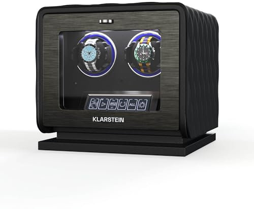 KLARSTEIN LuminousTime Caja para Relojes automáticos - Estuche para 2 Relojes con Motor silencioso japonés, 20 ajustes TPD, iluminación RGB & LED, Panel táctil & Mando a Distancia