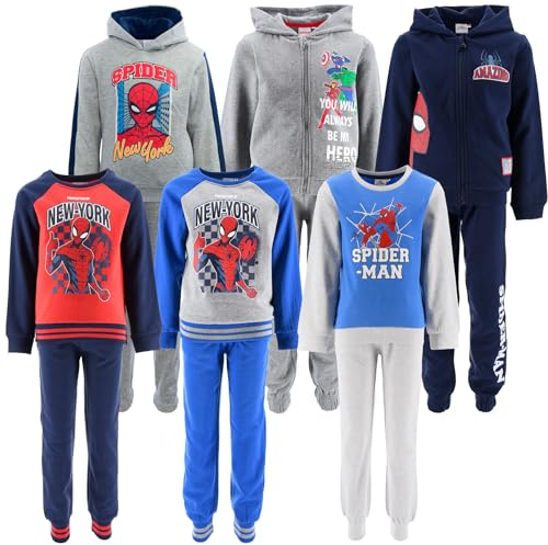 Marvel Avengers Spiderman - Combinaison complète 2 pièces Sweat et pantalon - Enfant - Automne Hiver - Licence officielle, Spiderman 1135 Gris, 8 ans