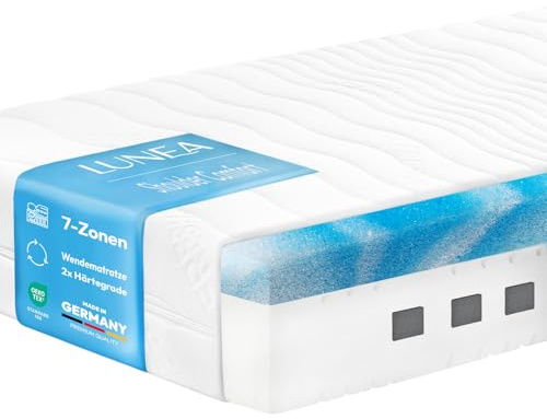 Lunea Möbel 90x200 Matratze 24 cm Höhe - H4/H5 – 7-Zonen Kaltschaummatratze – Wendematratze mit Härtegrad-Wahl – Atmungsaktiv & druckentlastend – Rollmatratze - orthopädische Matratzen