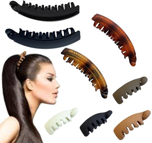 CHAOTEMAI 8 Artículos Banana Clip, Pinzas Pelo, Pinzas Pelo Mujer, Pinza De Pelos De Plátano Retro, Peines Grandes Vintage De Plátano, Clip De Cola De Caballo, Para Mujeres Y Niñas (B)