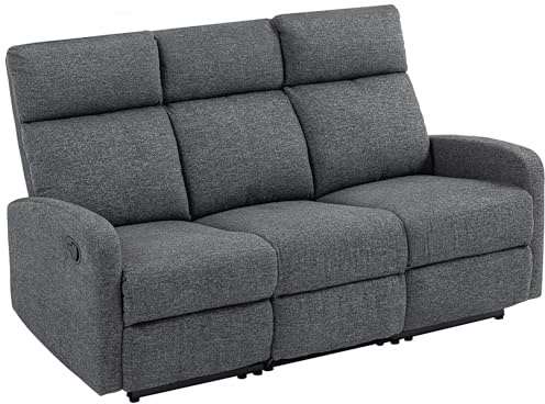 HOMCOM Fauteuil de relaxation 3 places - Fauteuil inclinable avec dossier réglable individuellement - Aspect chenille - Pour salon, chambre à coucher - Gris
