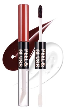 Erinde 2-i-1 Peel Off Lip Liner Stain och Lip Oil, högpigmenterad läpliner tatuering, ljusa färger, långvarig, fuktgivande läppglans, vårdar och återfuktar läpparna #08