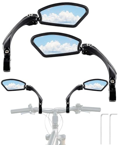 Benaewa 2 Pcs Bike Mirror, 360 Degree Rotatable Mobility Scooter Mirrors for Bike Mirror Handlebar