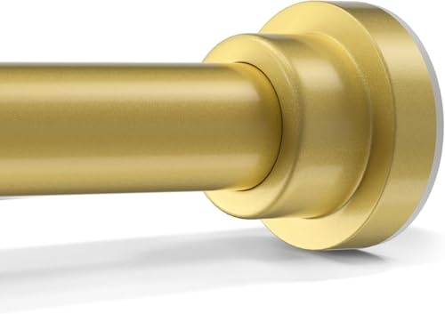 HAOYUNTE Barra de cortina sin agujeros, 79-130 cm, diámetro de 22 mm, barra de ducha para sujetar, barra de sujeción extensible para ventanas, armario y baño (dorado)