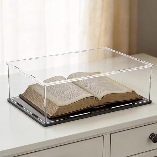 HOPEME Book Display Case Clear Book Protector Case, Acrylic Display Cover Case for Books, Stamps, Coins, Cards, Photos, Album, Jewellery and Collectibles 13 (L) × 13 (W) × 5 (H) inch