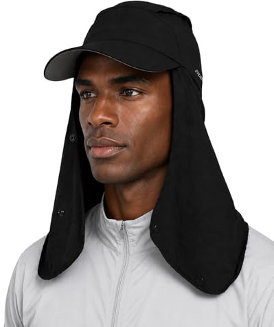 Zylioo Baseball Cap L/XL/XXL Caps Large Outdoor Cap with Neck/Face Protector Sun Protection UPF 50+ Quick Dry Lightweight Summer Hiking Hat Black