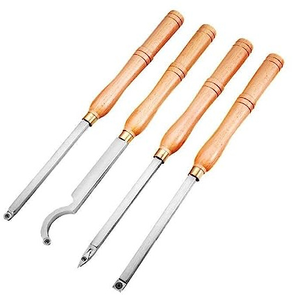 Herramientas de torneado de madera, 5 uds., cincel de madera, mango de madera de haya, cortador de carburo con llave for torno, tallado, corte, ranuras en V