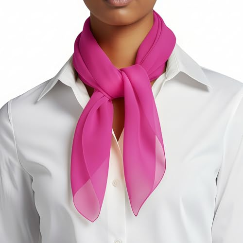 Basic Sense Square Chiffon Scarf for Women, Bandana Neck Scarf Neck Tie | 68 x 68cm (27 x 27in) plain sheer scarves. Fine lightweight chiffon that drapes, not a stiff weave. Neck tie or headscarf