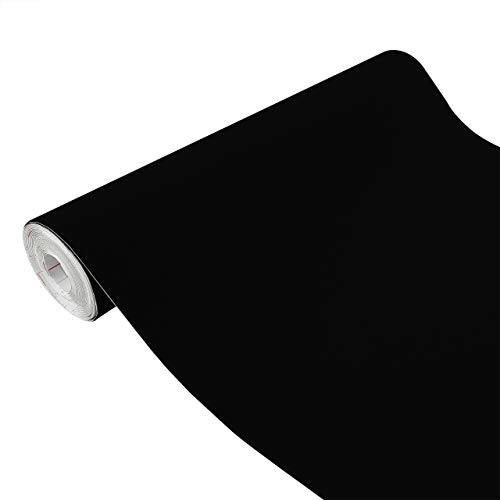 DecoMeister Vinilo Adhesivo para Muebles Efecto Terciopelo 90x100 cm - Papel Decorativo para Renovación de Mesas Armarios y Forrar Interiores - Rollo Opaco Grueso - Negro