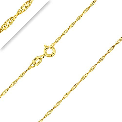 PLANETYS - Chaîne Maille Singapour Or jaune 9 carats (375/1000) Largeur 1.3 mm Longueur: 40 cm