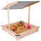 IDMarket - Sabbia per bambini in legno con tetto apribile grigio