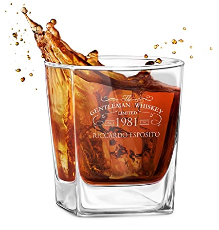 Maverton bicchiere in vetro 250 ml - ideale per bourbon whiskey e drink - incisione personalizzata - bicchiere personalizzato - idea compleanno per uomo - pensiero speciale - whiskey