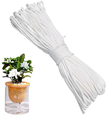 Ksvaye 30 Meter 4mm Selbstbewässerung Docht Selbstbewässernde Dochtschnur Baumwolle Bewässerungsseil Tropfbewässerung Seil für Indoor Outdoor Urlaub Automatisches Bewässerungssystem Topfpflanze