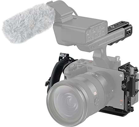 SMALLRIG Handheld Cage Kit für Sony FX30 FX3, Classic Bright Black Surface, mit XLR-Griffverlängerungshalterung, Handschlaufe und HDMI-Kabelklemme - 4184