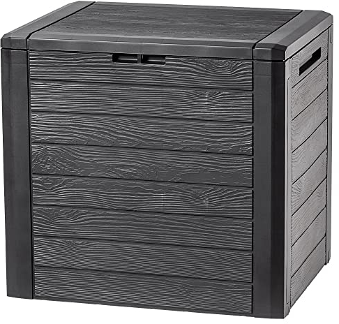 KADAX Cassapanca da giardino, scatola in plastica, per riporre cuscini, giocattoli e cuscini per bambini, scatola da giardino e terrazza (140 l, marrone scuro)