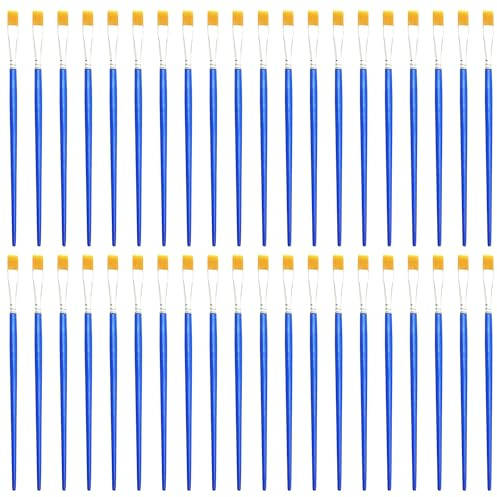 40 spazzole blu, spazzole in nylon, spazzole per bricolage, pennello piatto, pennello dettagliato, adatto per bambini, pittura principiante