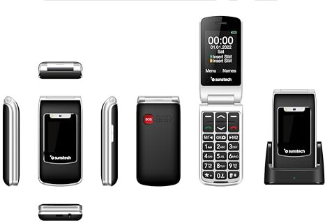 Sunstech CELT23, Teléfono Móvil para Mayores, fácil Uso con Tapa, Teclas Grandes, Botón SOS, Pantalla de 2,4 Pulgadas, Llamada Rápida, Sonido Fuerte, Radio FM, 1100mAh Batería, Fácil Uso, Color Negro