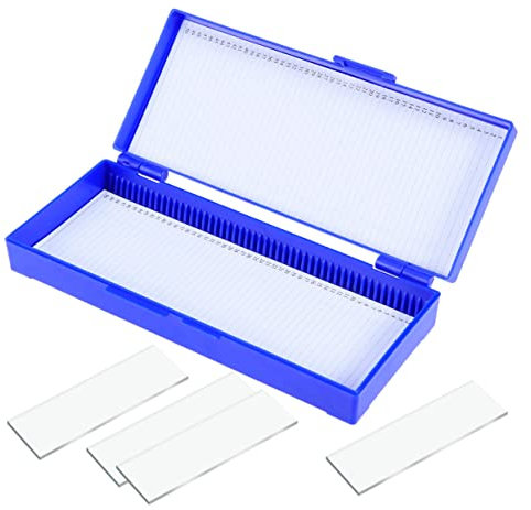 TOPPERFUN Objektträgerbox, 50 Positionen Mikroskop Objektträgerbox, 20 x 8 x 3cm rechteckiger Objektträger Aufbewahrungsbehälter für das Labor