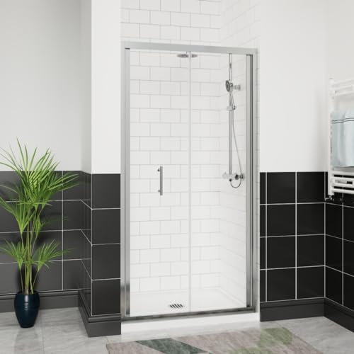 Aquariss 1100mm Bifold Shower Door 6mm Self Clean Glass Shower Enclosure Reversible Folding Chrome Frame