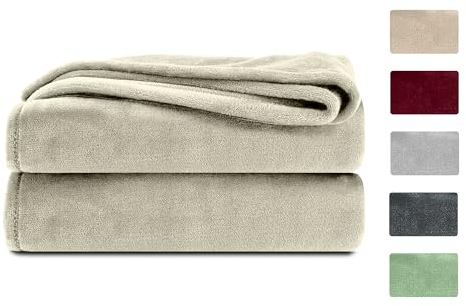 Komfortec Manta mullida, Manta de Forro Polar, Certificado Öko-Tex, Muy Suave, 150 x 200 cm, 260 g/m², Color Crudo