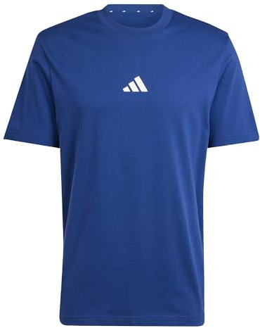 adidas Herren Essentials SMALL Logo Single Jersey Tee, Dark Blue/White, XL
