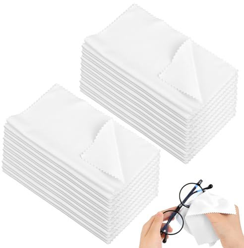 30 StüCk Mikrofaser Brillenputztuch, Brillenputztuch 15 X 18 Cm Mikrofaser-BrillenreinigungstüCher FüR Brillen Bildschirme Tablets Fernsehbildschirme Kameras Und Mehr (Weiß)