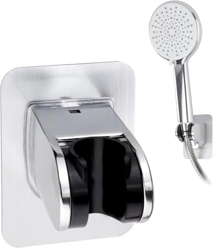 Support Pommeau de Douche Avec Adhésif Puissant, Réglable Support Douche Sans Percage Étanche Support Douchette, Support de Douche Meilleur Que Les Ventouses pour La Salle de Bain