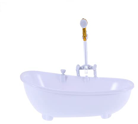 BESTonZON Puppenduschbecken puppenbadewanne Puppen badewanne kinderbadewannen puppenwanne Babypuppenbad Puppenhaus-Badezimmermöbel Spielzeug Puppenschwimmbad Puppe elektrische Badewanne Weiß