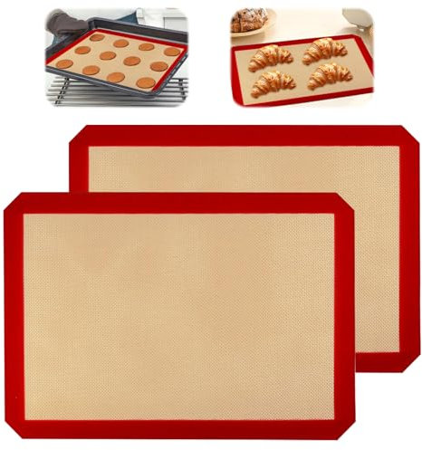 2 Pezzi Tappetino Silicone Forno,30x40 cm Tappetini in Silicone per Forno,Resistente al Calore,Tappetino Forno Riutilizzabile Senza BPA,Tappetini da Forno in Silicona Antiaderente per Pane,Biscotti