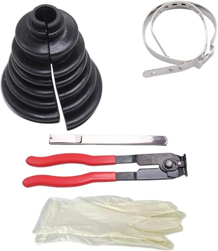 Universal Split CV Joint Boot Kit Universal CV Boot Kit Split Joint Gaiter Stretchable Replacement Compatible for Shafts 19-35MM and CV Joints 56-110MM, Including Fitting Pliers