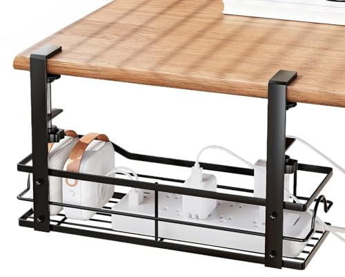 JIEBWCHA Organizador De Cables Bajo Escritorio,Cesto Organizador De Cables Para Escritorio | Bandeja Almacenaje Compacto para Ordenador Tableta Auriculares en Hogar y Oficina con Ahorro de Espacio