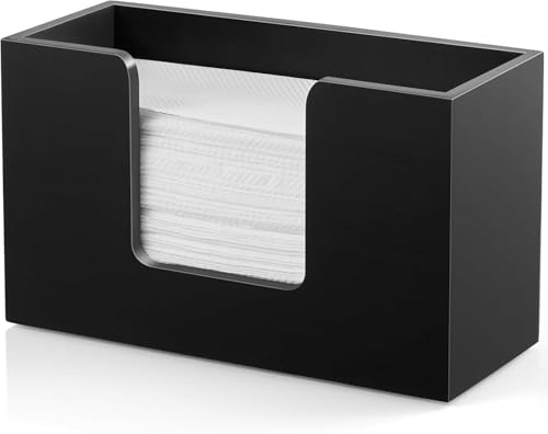 Distributeur de serviettes en papier pour comptoir, support de serviettes en papier noir pour cuisine, distributeur de serviettes en papier à trois volets pour salle de bain et toilettes (noir)