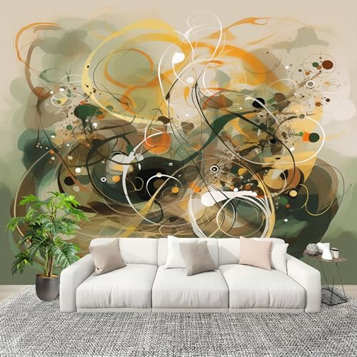 Panoramique 3D Papier Peint Conception Artistique Abstraite Et CréAtive 350x256 cm Mural Poster Salon Chambre à Coucher Maison Décoration Intérieure Vert Foncé Papier Peint Intissé Papier Peint Photo