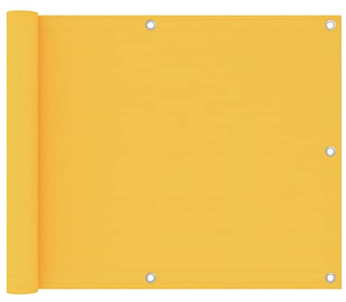 Mokuyary Protección visual para balcón, color amarillo, 75 x 500 cm, tela Oxford, revestimiento de balcón, cubierta opaca contra el viento para jardín, terraza, exterior