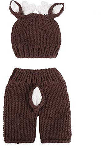 Fotorekvisita för nyfödd nyfödd bebis fotorekvisita virkad rådjur hatt bodysuit fotografi rekvisita kostym