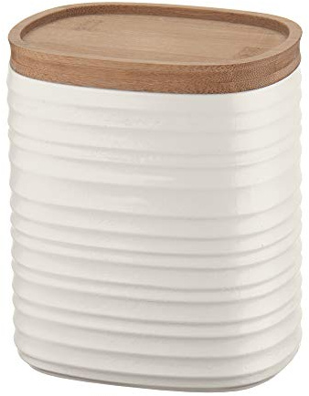 Guzzini - Tierra, Barattolo M con Coperchio, Realizzato con Materiali Riciclabili - Bianco Latte, 12.3 x 9.4 x h 15 cm | 1000 CC - 181800156