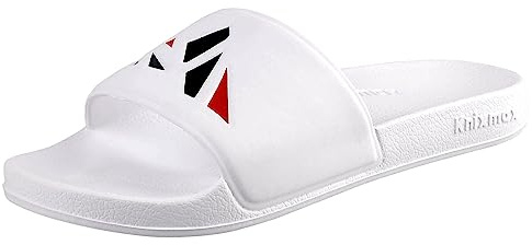 Knixmax Ciabatte Piscina Uomo Sandali da Mare Leggero Antiscivolo Pantofole per Spiaggia, Bagno, Doccia, Interni ed Esterni Bianco 44/45EU