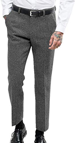 Pantalon de costume pour homme - En laine épaisse - À chevrons, gris, 44