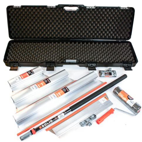 SET: 3 x Flächenspachtel (350mm, 550mm, 800mm)+ Aluminium Teleskopstange + Stielaufnahme + Rollspachtel + Koffer - Made in EU