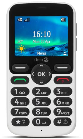 Doro 5860 4G Unlocked Mobile Phone for Seniors with Talking Number Keys, 2MP Camera, Assistance Button and Charging Cradle [UK and Irish Version] (White)