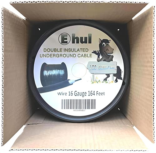 Electric Fence 16Gauge Steel Core Double Insulated Lead Out Underground Cable 164feet (50M) Length Spooled with Cable Reel